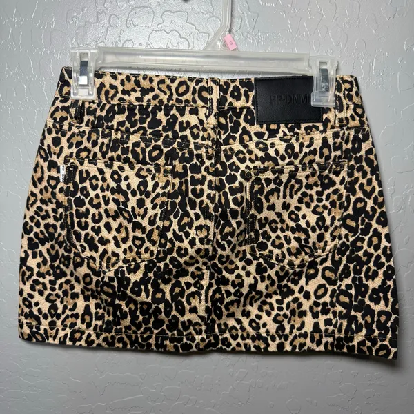 Princess Polly Nickei Denim Mini Leopard Print Skirt US 0 - Image 2