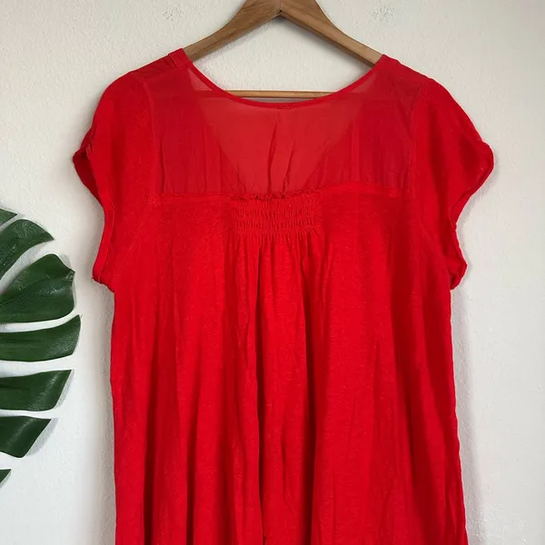 Free People Highland V-Neck Linen Blend Short Sleeve Tunic - Image 13