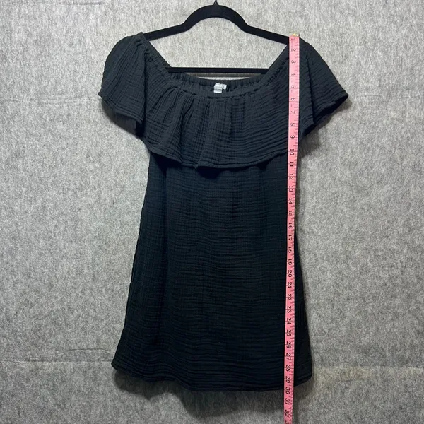 Aerie Black Dress Off Shoulder Ruffle Lined Casual XXS‎ Gauze Mini Dress - Image 5