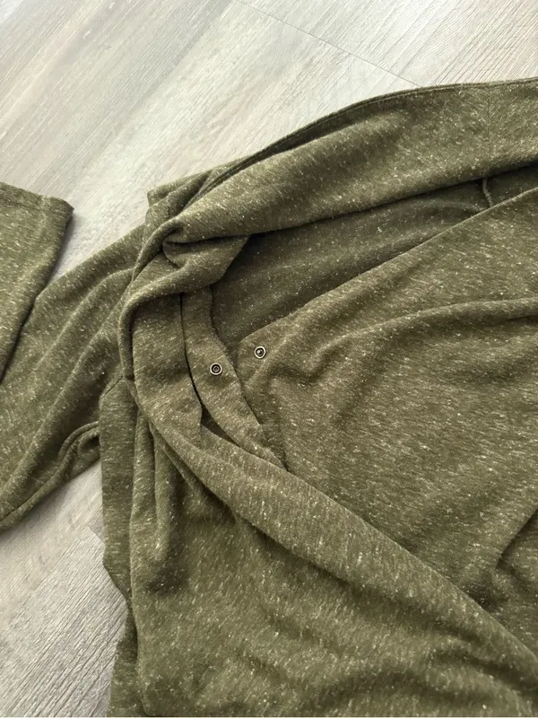 Forever21 Asymmetrical Zip Sweater Olive Green Medium Shacket - Image 7