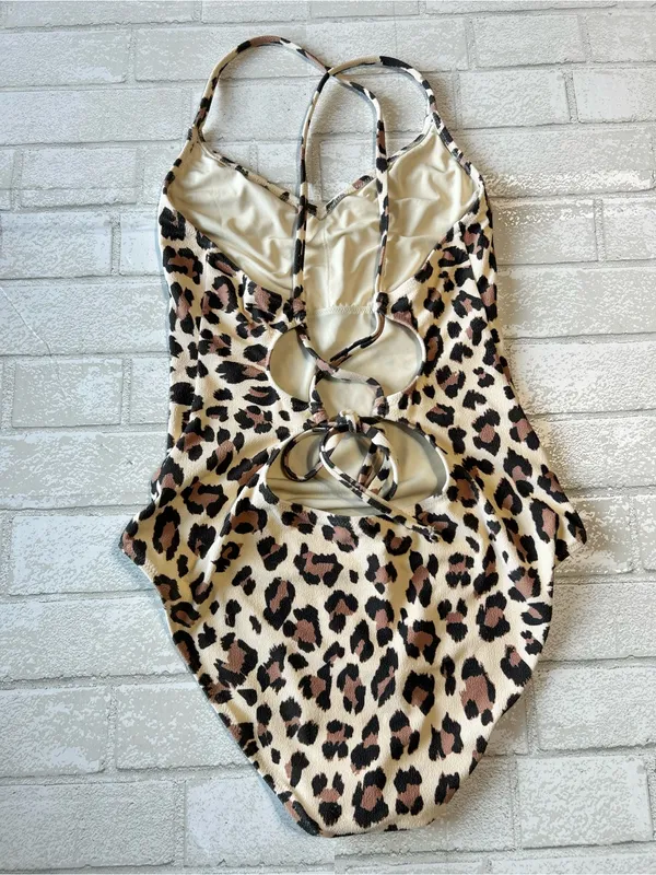 Aerie Leopard Print One-Piece Swimsuit - Beige & Brown - Image 2