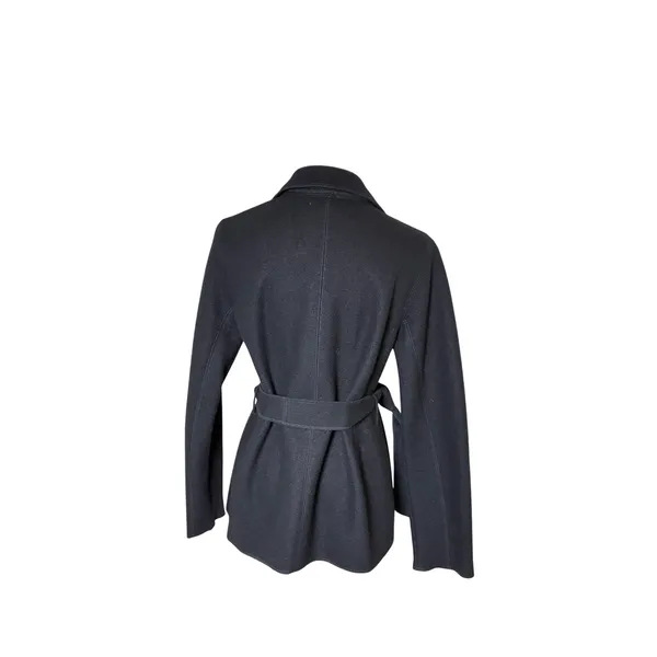 Minimalist Belted Wrap Wool Jacket Notched Lapel Tie Waist Banana Republic - Image 9