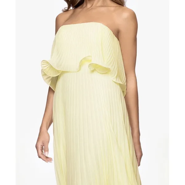 Betsy & Adam Women's Pleated Strapless Gown Lemon size 4 Pleated dress Flouncy - Image 3