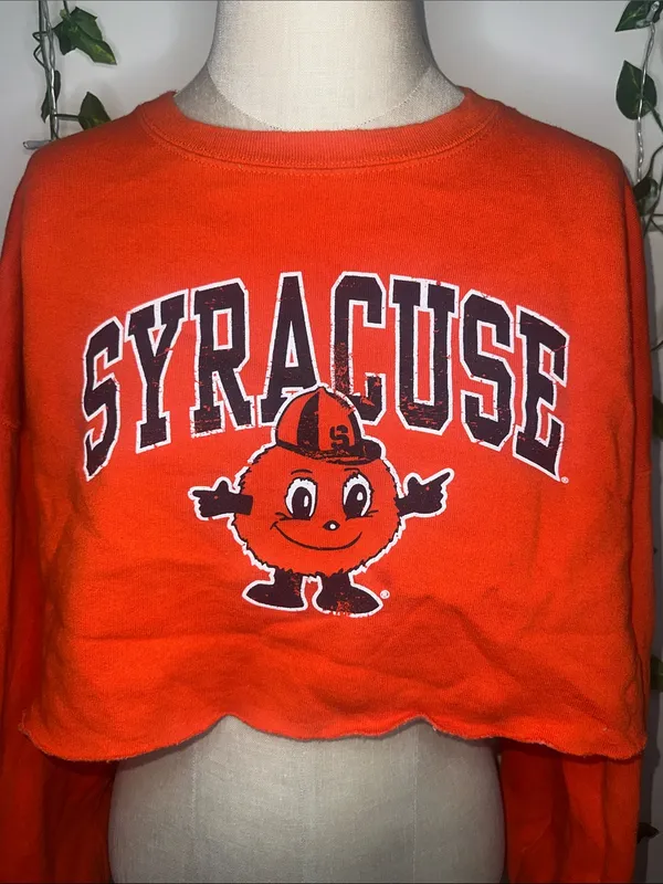 Fruit of the Loom Syracuse College Oversized Cropped Graphic Crewneck - Image 2