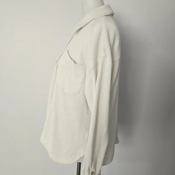Madewell Cream Waffle Knit Shirt-Jacket Size Medium - Image 3