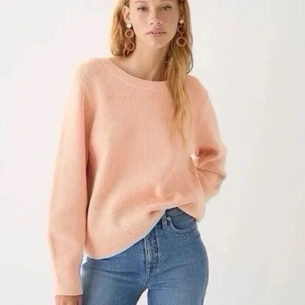 NEW J.Crew Women’s Sweater Ribbed Stretch Crewneck Sweater Salmon Color Size XXS - Image 2