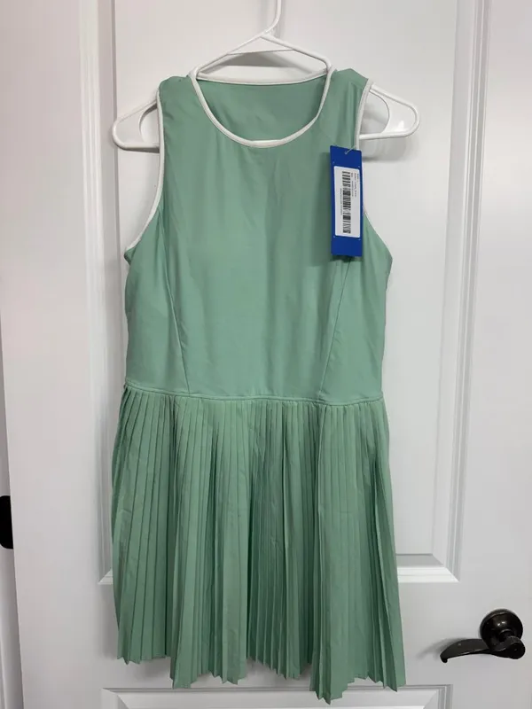 NWT Athluna Green Pleated Athletic Tennis Dress Built-In Bra L - Image 3