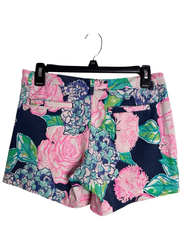 Lilly Pulitzer Callahan Navy Shorts with Pink/Purple Floral Bouquet Print Sz 0 - Image 2