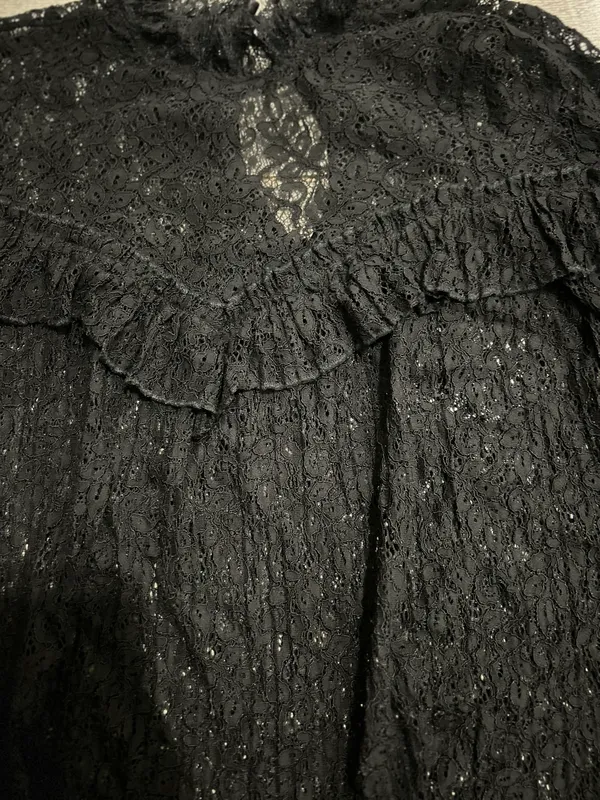 x Revolve Mariella Lace Ruffle Blouse in Black - Image 3