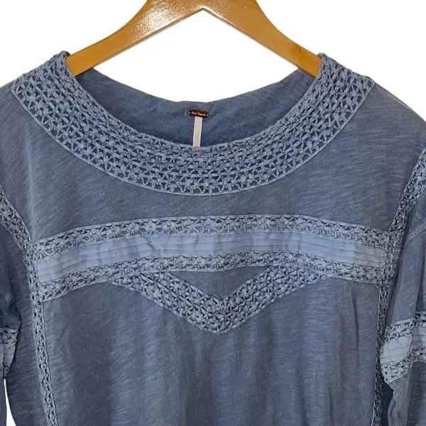 Free People Womens Boy Meets Girl Crochet Long Sleeve Top‎ Pacific Coast XS NWT - Image 4