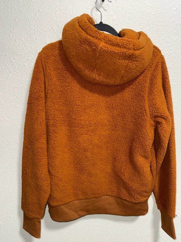 Athleta Tugga Sherpa Hoodie Womens Size Small‎ Burnt Orange Fleece Pullover - Image 4