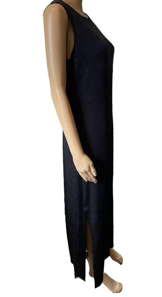 Jalate Vintage 90s Black Gray Holographic Goth Witchy Vampy Floral Maxi Dress - Image 4
