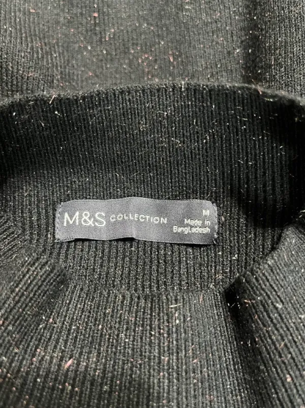 M&S Collection Sweater Dress SzM Long Sleeve Knit Midi Side Slit Metallic Thread - Image 5