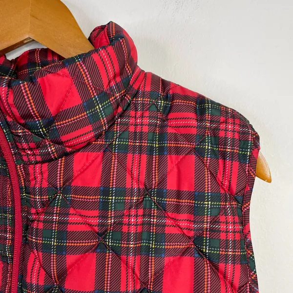 Lands End FeatherFree Quilted Insulated Puffer Vest Red Plaid Womens Plus 1X - Image 3