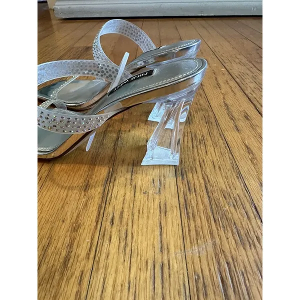 Nine West Darla Dress Sandals Women Sparkle Formal Heels Shoes Size 8M GUC - Image 4