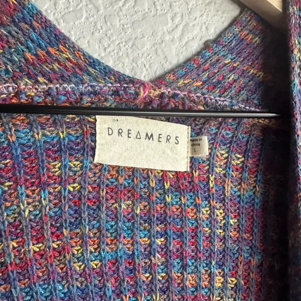 💙Dreamers Blue Marled Colorful Knit Cardigan - Image 4