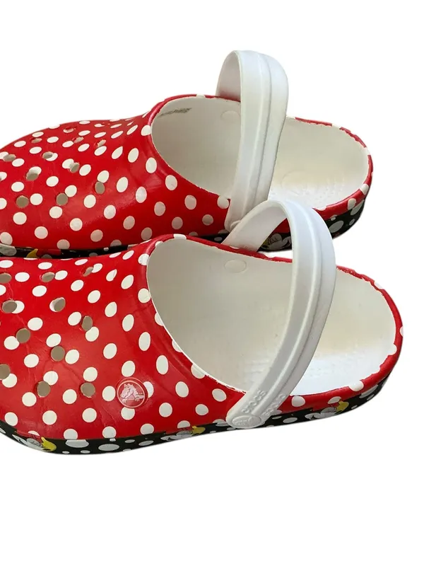 Crocs x-Disney crocband Minnie Mouse polka dot clogs women’s size 7 red white - Image 4