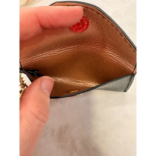 Aldo Black Pebbled Faux Leather Envelope Card Holder Wallet with Gold Chain Clip - Image 4
