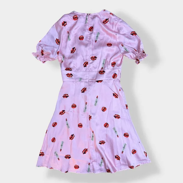JB Julie Brown NWOT Pink Kisses and Lipstick‎ Satin Dress Size 2 - Image 7