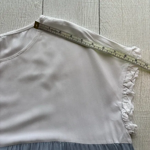 SHEIN Blue White Color Block Dress Size 14 XXL Ruffle Hem - Image 4