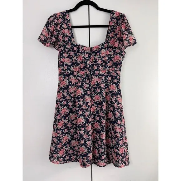 Altar'd State Floral Mini Dress Sweetheart Keyhole Cottagecore‎ Navy Pink Small - Image 4