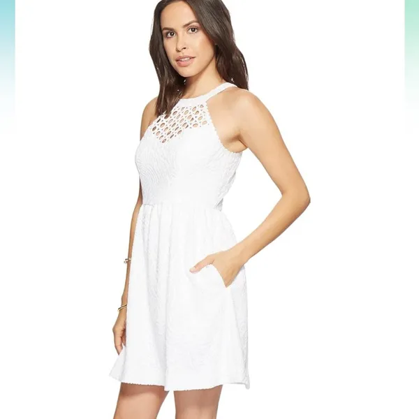 White Eyelet Lily Pulitzer Dress with pockets - Image 7
