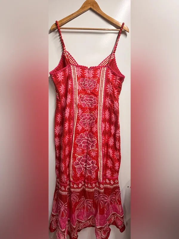 Farm Rio Red Summer Sunrise Maxi Dress 100% linen XL - Image 5