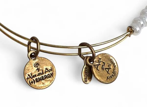Alex and Ani Beaded Bangle Bracelet Pearly White Seed Beads - Image 2
