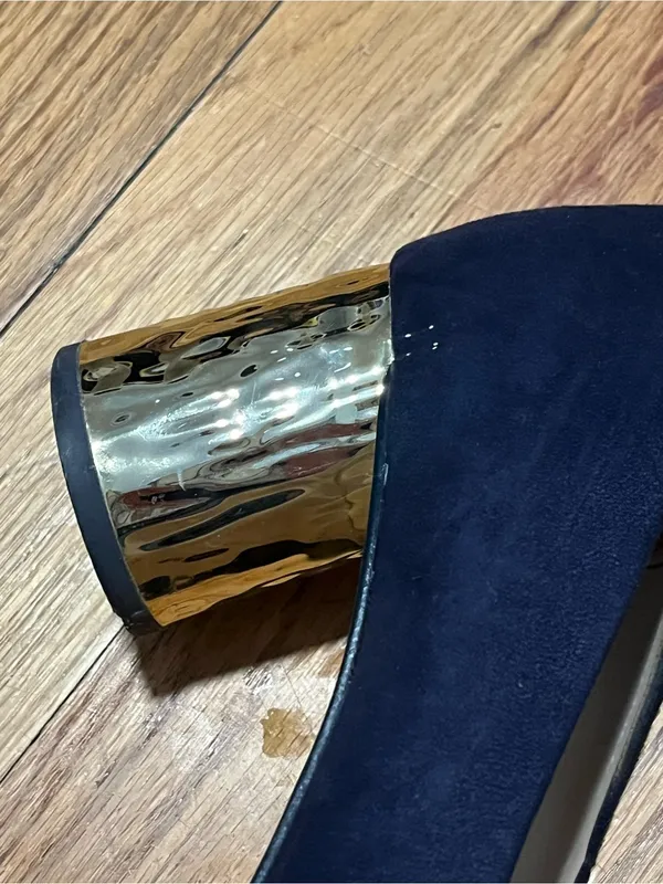 Zara Basic Navy Blue Suede Block Heel Pumps Size 8 Pointed Toe - Image 11