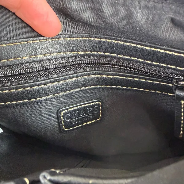 CHAPS Avery black convertible woven pocket zip faux leather wristlet crossbody‎ - Image 6