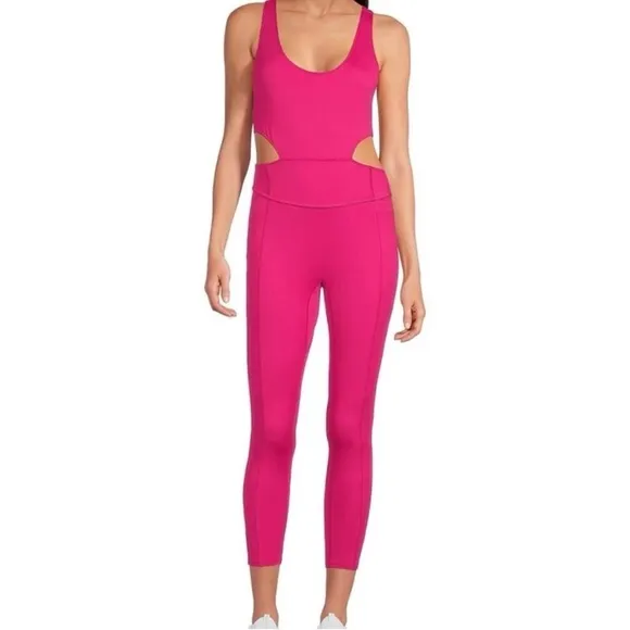 FREE PEOPLE MOVEMENT Back It Up Onesie Hot‎ Pink NWOT Size S Open Back Athletic - Image 5