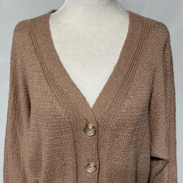 Abercrombie & Fitch Button Front V-Neck Cardigan Sweater Light Brown Size Small - Image 6