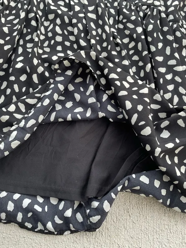 Entro Black White Abstract Print Babydoll Dress Size Small - Image 5
