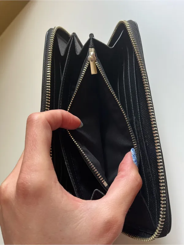 Coach Black and Gray Signature Zip Wallet - Image 11