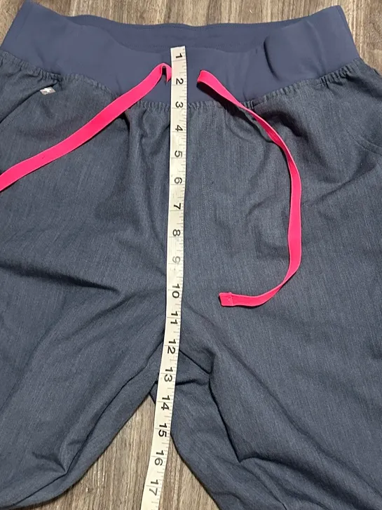 Figs Blue Jogger Scrub Pants with Pink Drawstring - Image 6