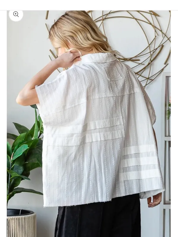 OLI & HALI Women’s White Button Down Shirt Sleeves Oversized Size Large - Image 2