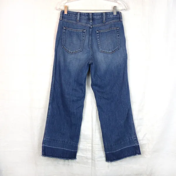 Abercrombie & Fitch Cropped Stovepipe Jean Women 4R X 24.5 Blue Wide Leg Raw Hem - Image 5