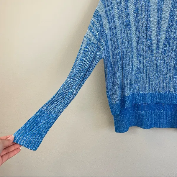 Anthropologie Pilcro Blue Textured High-Low Relaxed Pullover Sweater Size M‎ - Image 8