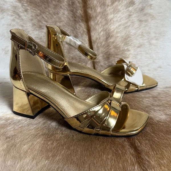 Kenneth Cole Reaction Nissy‎ Gold Strappy Heels Size 6 - Image 3