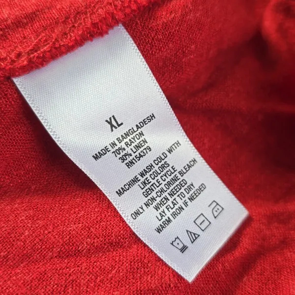 Aeropostale‎ NWT Tie-Neck Empire Dress Red Linen Blend Women's XL - Image 6
