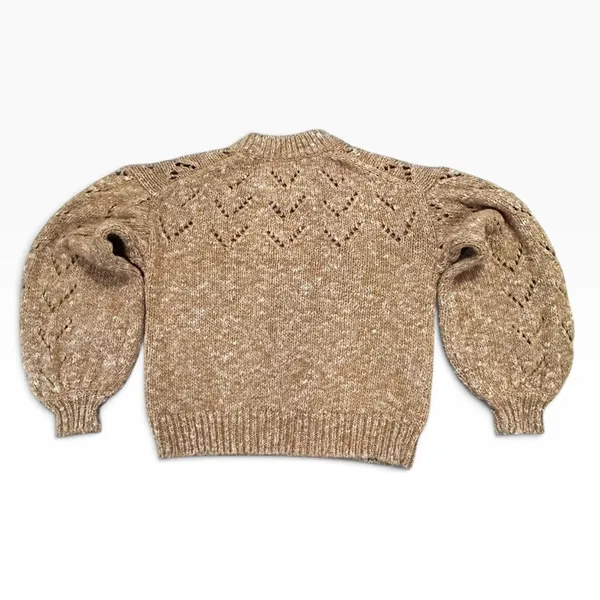 Madewell Pointelle Puff Sleeve Sweater Marled Copper Brown XS AD049 - Image 3