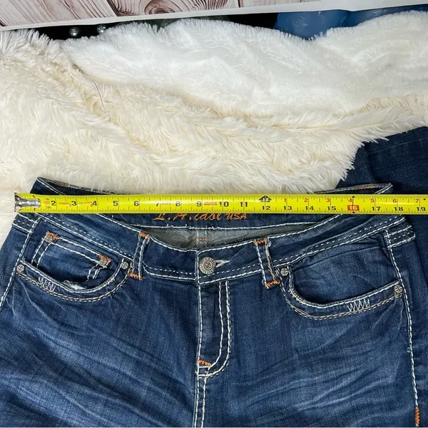 LA Idol Bootcut Dark Wash Denim Jeans Stretch - Image 6