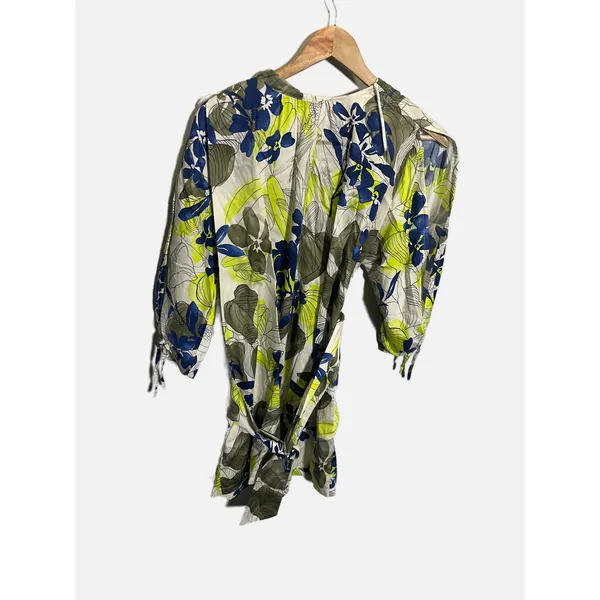Zara Mini Dress Womens Small White Floral Tropical Wrap Tie Waist Summer Boho - Image 3