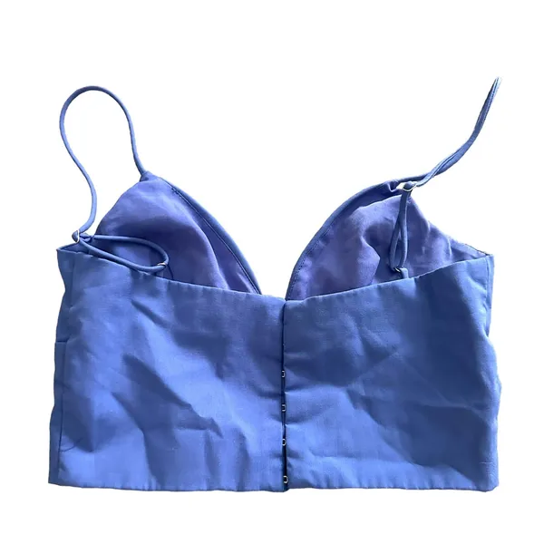ZARA Corset Crop Top‎ Blue Sz XS - Image 4