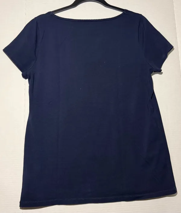 Jones New York Sport T-Shirt Size L Navy Blue Short Sleeve Scoopneck Tee - Image 2