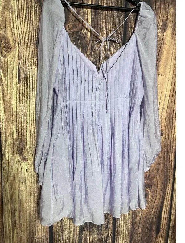 Astr the label Carina Mini dress lavender Sz XL Balloon Sleeves Party Open Back - Image 11