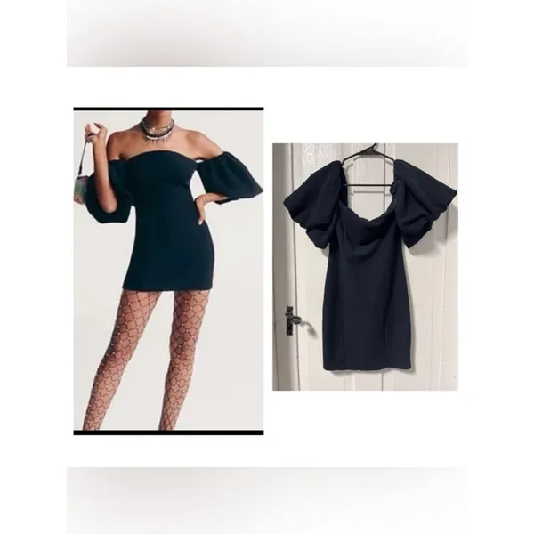 Free People Beach Black Bubbly Off Shoulder Body Con Mini Dress Size XS - Image 2