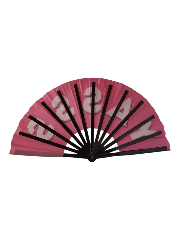 Handheld Bamboo Folding Clack Fan Pink Size undefined - Image 2