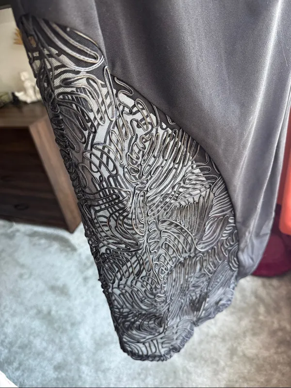 Lulus Rhosyn Black Crepe Embroidered Strapless Midi Dress - Image 4