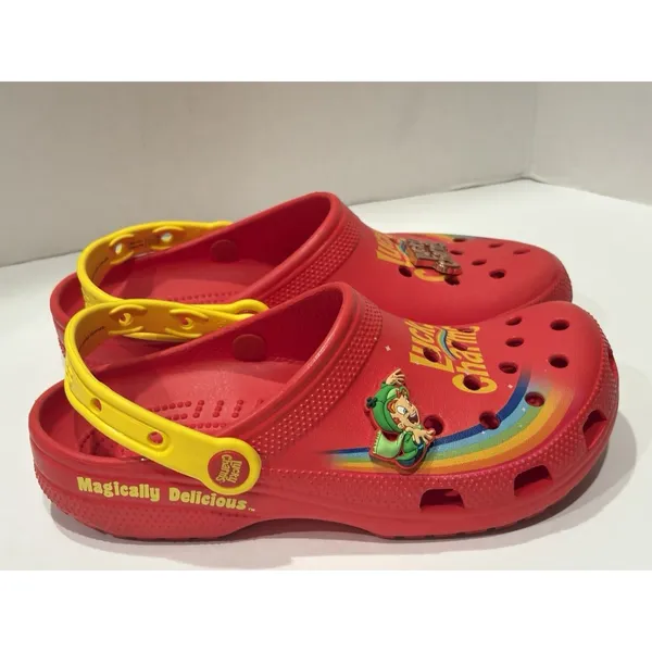 Crocs Lucky Charms Unisex Clog Red/Yellow Rainbow Logo Round Toe W9 M7 - Image 5